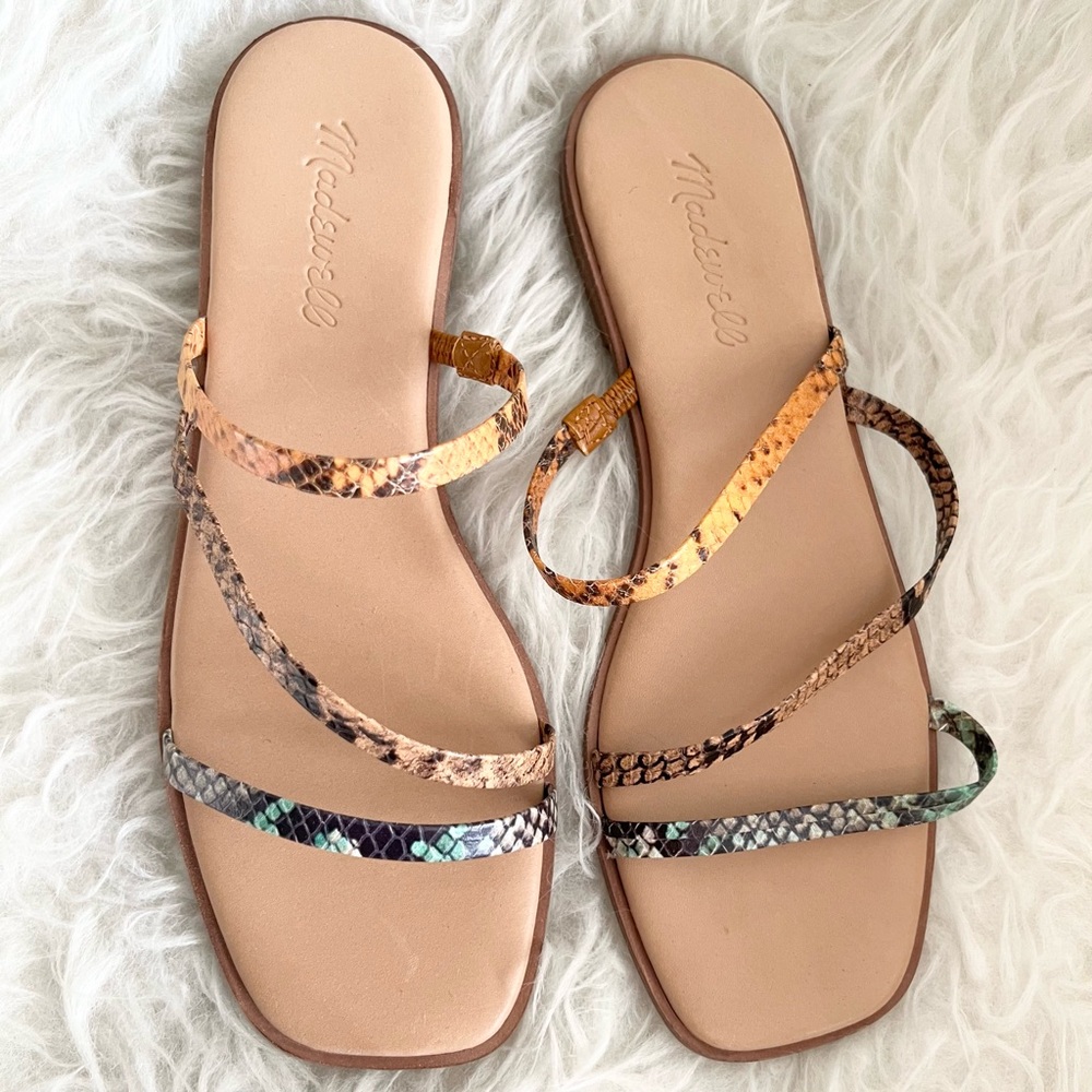 Madewell Lyra Slide Sandal in Snake Embossed Leather: Ripened Melon Multi
